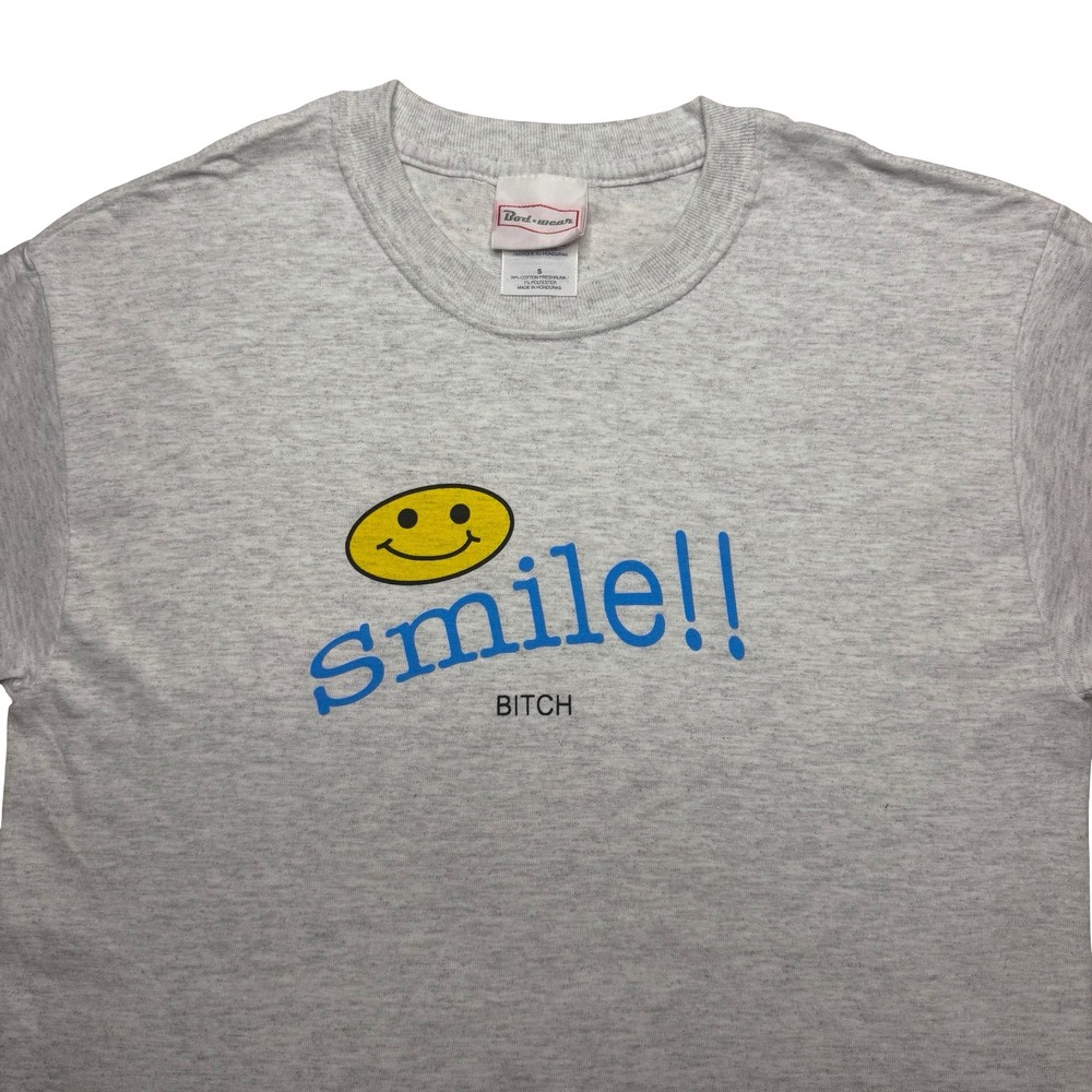 Vintage Y2K Bod-Wear Smile B*tch funny satire comedy shirt S
